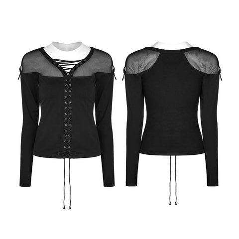Elastic Drawstring Gothic T-Shirt für Frauen