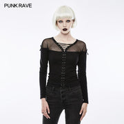 Elastic Drawstring Gothic T-Shirt für Frauen