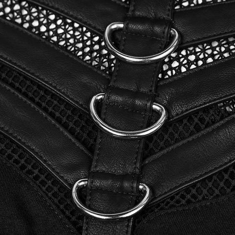 Schönes dehnbares Mesh Hooded Punk T-Shirt