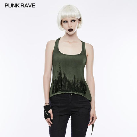 Drucken Sexy Soft Punk Weste mit Öse Kordelzug