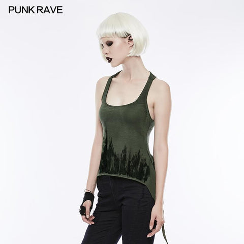 Drucken Sexy Soft Punk Weste mit Öse Kordelzug