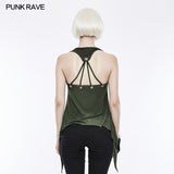 Drucken Sexy Soft Punk Weste mit Öse Kordelzug