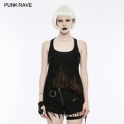 Drucken Sexy Soft Punk Weste mit Öse Kordelzug