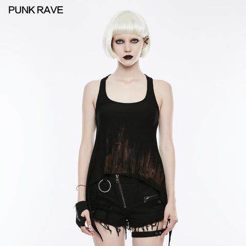 Drucken Sexy Soft Punk Weste mit Öse Kordelzug