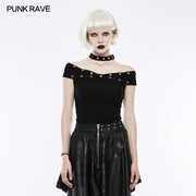 Dunkelschwarz "x" Typ Slim Punk T-Shirts