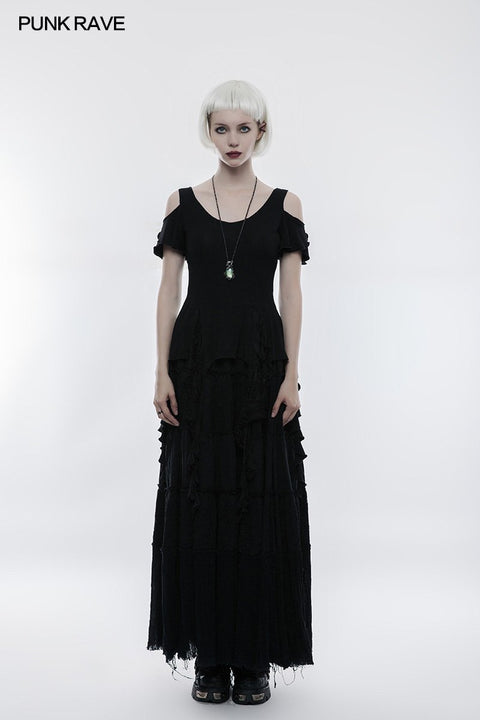 Elegantes Gothic-T-Shirt mit kurzen Ärmeln und gebrochener Spitze