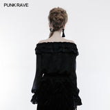 Gothic T-Shirt aus geprägtem Stoff Wunderschönes elastisches Oberteil