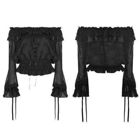 Gothic T-Shirt aus geprägtem Stoff Wunderschönes elastisches Oberteil