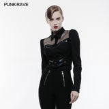 Elastisches Militär-Punk-Shirt mit ausgehöhltem Mi-Design