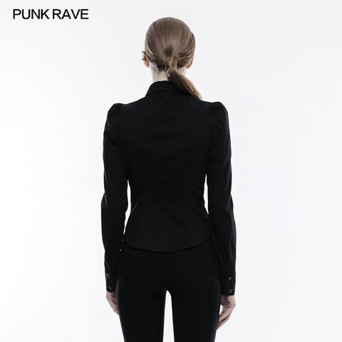 Elastisches Militär-Punk-Shirt mit ausgehöhltem Mi-Design