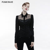 Elastisches Militär-Punk-Shirt mit ausgehöhltem Mi-Design