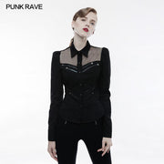 Elastisches Militär-Punk-Shirt mit ausgehöhltem Mi-Design