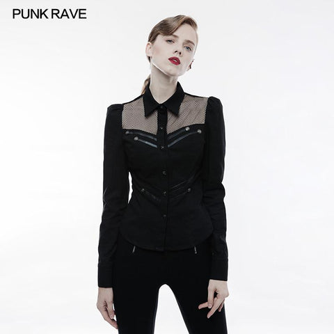 Elastisches Militär-Punk-Shirt mit ausgehöhltem Mi-Design