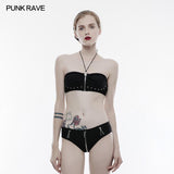 Persönlichkeit Badebekleidung Punk Accessoires Stretch Badeanzug Top Mit Abnehmbaren Trägern