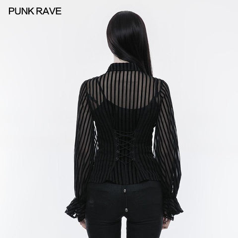 Transparent gestreiftes Punk Shirt Steampunk Bluse