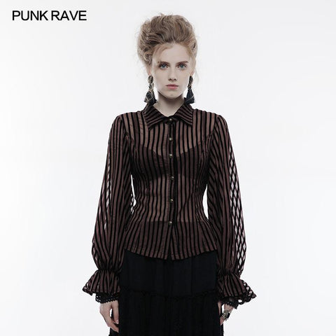 Transparent gestreiftes Punk Shirt Steampunk Bluse