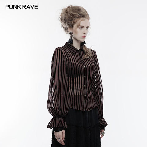 Transparent gestreiftes Punk Shirt Steampunk Bluse