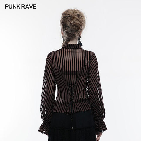 Transparent gestreiftes Punk Shirt Steampunk Bluse