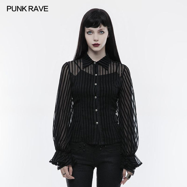 Transparent gestreiftes Punk Shirt Steampunk Bluse