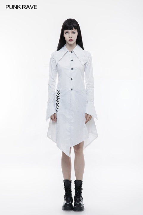 Figuring Style Gothic Shirt Lange Bluse Mit Fledermausflügelkragen