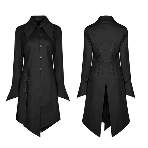 Figuring Style Gothic Shirt Lange Bluse Mit Fledermausflügelkragen