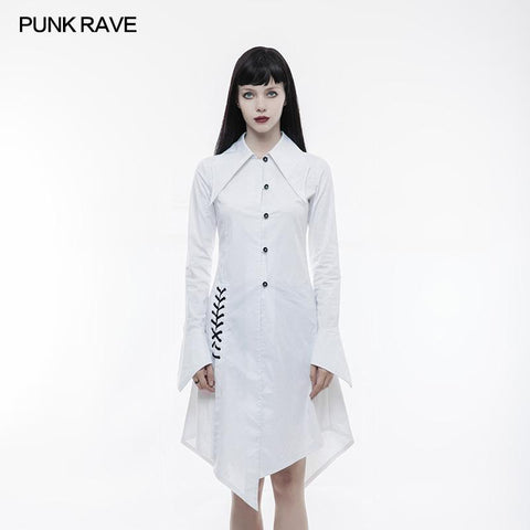 Figuring Style Gothic Shirt Lange Bluse Mit Fledermausflügelkragen