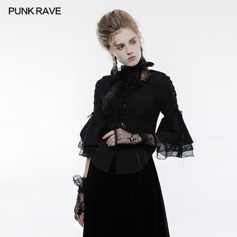Elegante Gothic Accessoire Spitzenhandschuhe mit Manschette Split Design