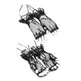 Elegante Gothic Accessoire Spitzenhandschuhe mit Manschette Split Design