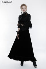 Elegante Gothic Accessoire Spitzenhandschuhe mit Manschette Split Design