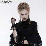 Elegante Gothic Accessoire Spitzenhandschuhe mit Manschette Split Design
