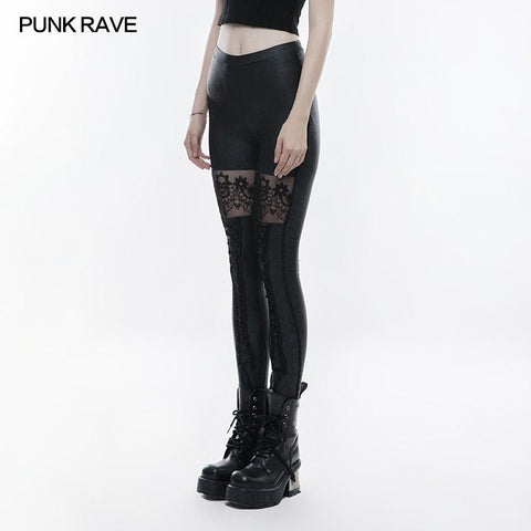 Elastic Gothic Pants Skull Bestickte Ledergamaschen