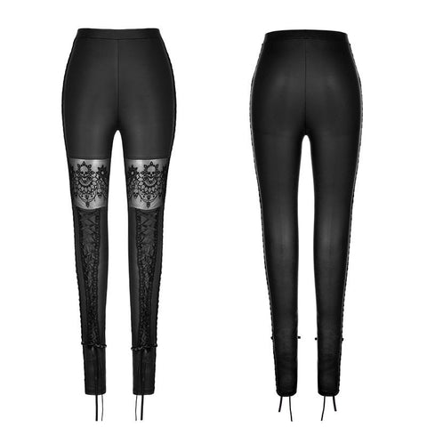 Elastic Gothic Pants Skull Bestickte Ledergamaschen