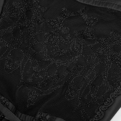 Elastic Gothic Pants Skull Bestickte Ledergamaschen