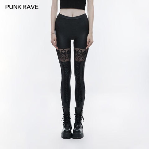 Elastic Gothic Pants Skull Bestickte Ledergamaschen