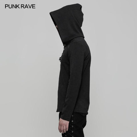 Täglicher mikroelastischer gestrickter Punk-Pullover mit Kapuze