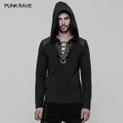 Täglicher mikroelastischer gestrickter Punk-Pullover mit Kapuze