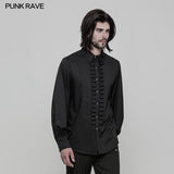 Uniform Langarm Gothic Shirt Mit Plissee Dekoration