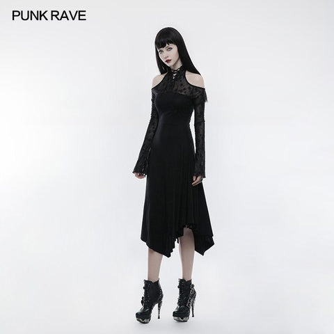 Dark Lace Spliced Sexy Off Shoulder Gothic Kleid