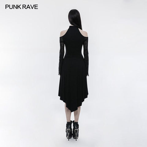 Dark Lace Spliced Sexy Off Shoulder Gothic Kleid