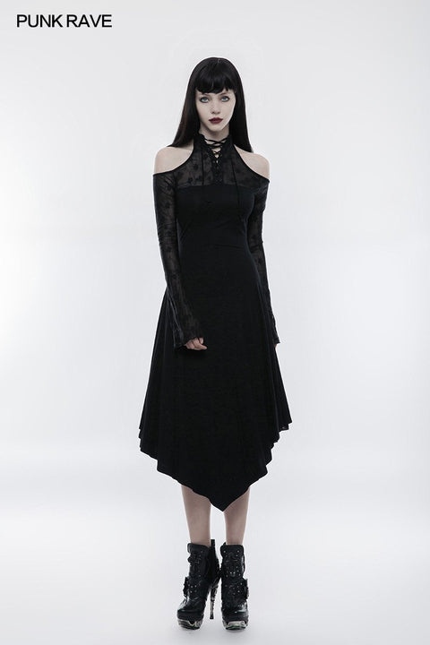 Dark Lace Spliced Sexy Off Shoulder Gothic Kleid
