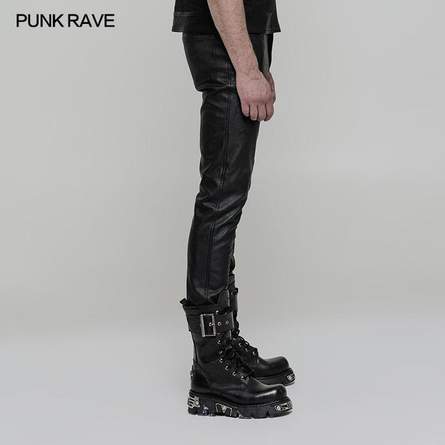 Einfache All-Match-Hose Elastic Leather Punk Pants