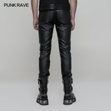 Einfache All-Match-Hose Elastic Leather Punk Pants