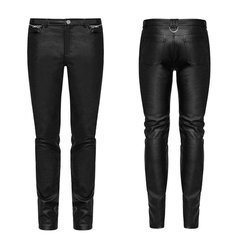 Einfache All-Match-Hose Elastic Leather Punk Pants