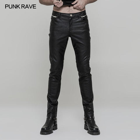 Einfache All-Match-Hose Elastic Leather Punk Pants