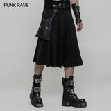 Männer Plissee Half Punk Rock mit Stereo-Tasche auf der rechten Seite