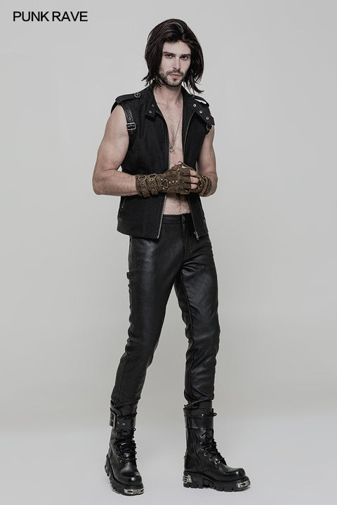 Super coole Steampunk Lederhandschuhe Herren Punk Accessoire