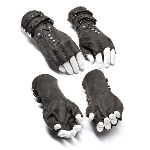 Super coole Steampunk Lederhandschuhe Herren Punk Accessoire