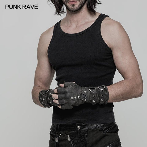 Super coole Steampunk Lederhandschuhe Herren Punk Accessoire