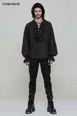 Vintage Langarm Imation Leinen Punk Shirt für Männer