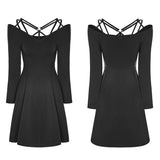 Sexy Slim Fit trägerloses schwarzes Gothic-Kleid für Frauen